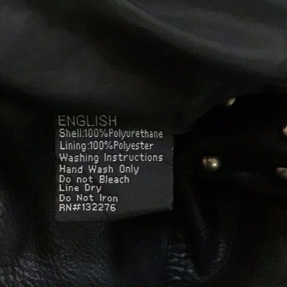 L A Coalition Jacket Black Faux Leather Studded Size XS - Picture 8 of 10